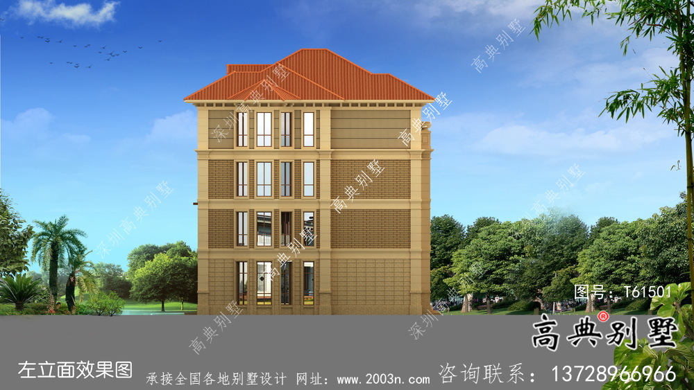 法式風格四層歐式農村別墅設計圖紙