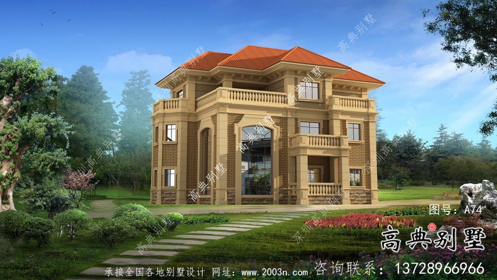歐式經典三層自建別墅效果圖