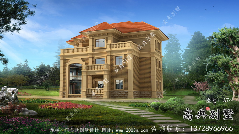 歐式經典三層自建別墅效果圖