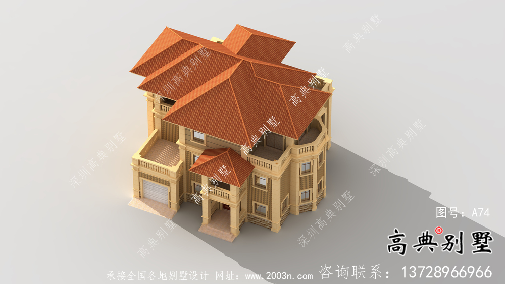 歐式經典三層自建別墅效果圖