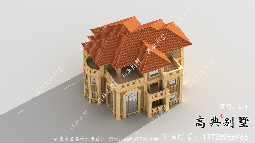 歐式經典三層自建別墅效果圖
