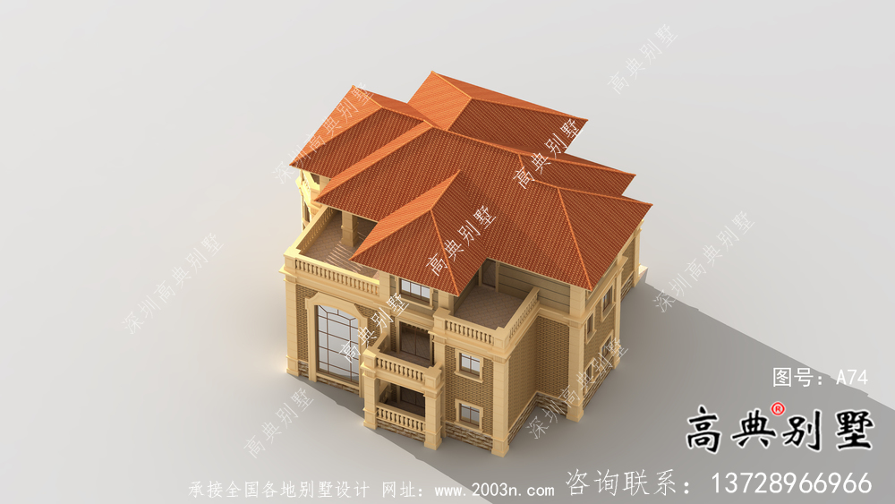 歐式經典三層自建別墅效果圖