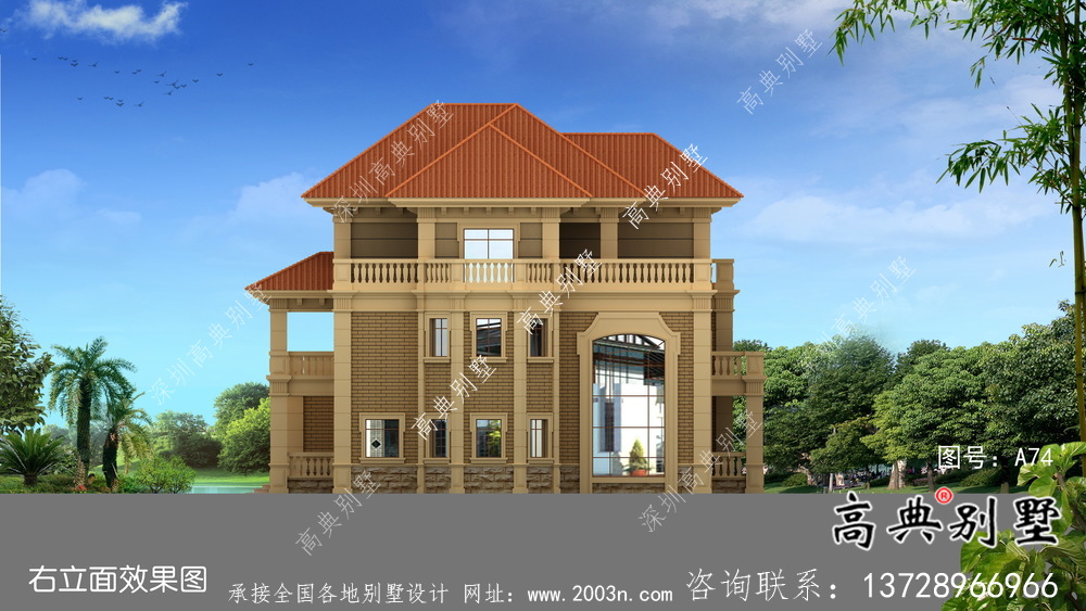 歐式經典三層自建別墅效果圖
