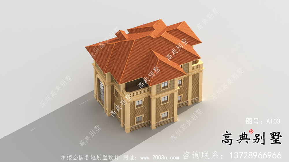 復式三層歐式豪華別墅設計效果圖