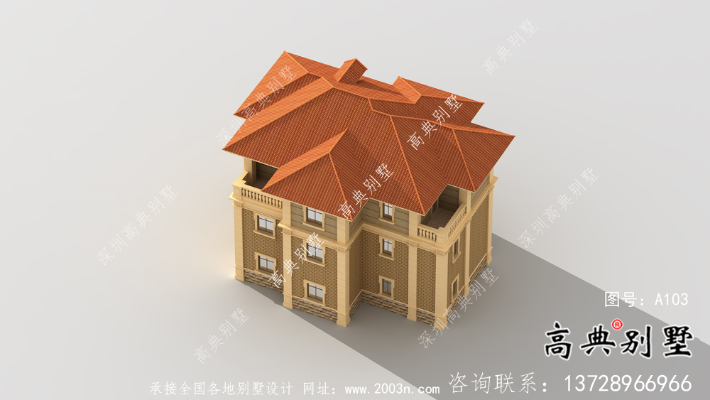 復式三層歐式豪華別墅設計效果圖