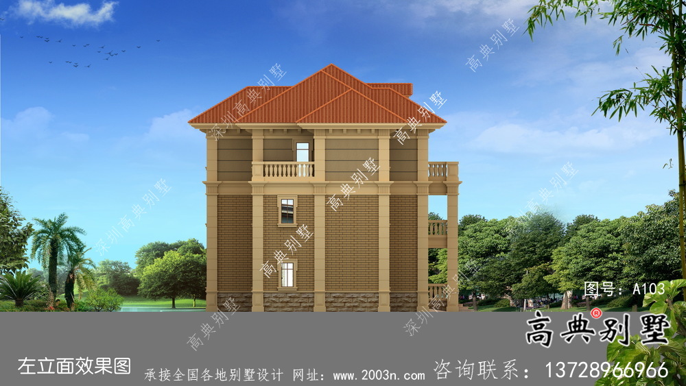 復式三層歐式豪華別墅設計效果圖