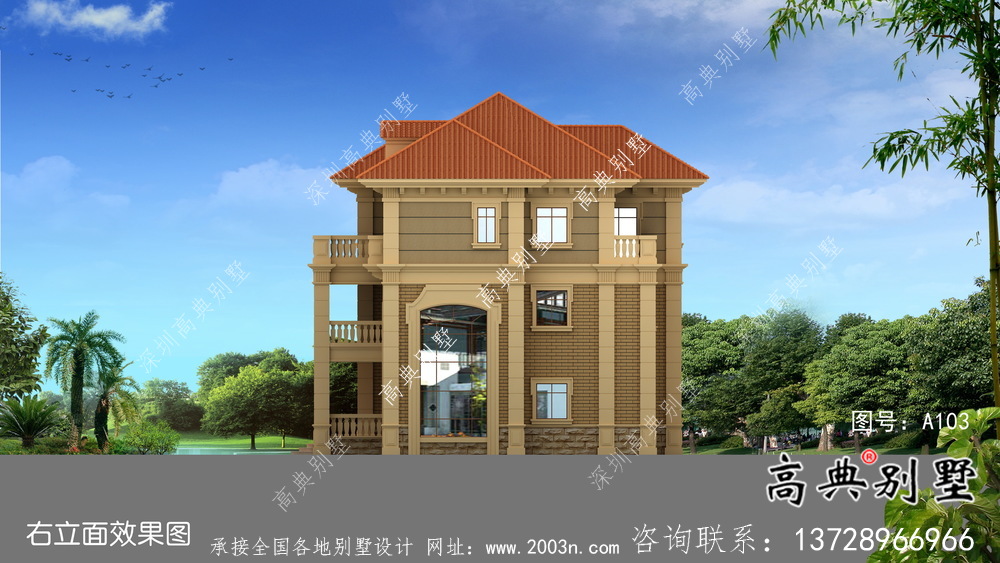 復式三層歐式豪華別墅設計效果圖