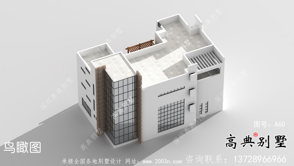 鄉村三層現代風格平屋頂別墅設計圖紙