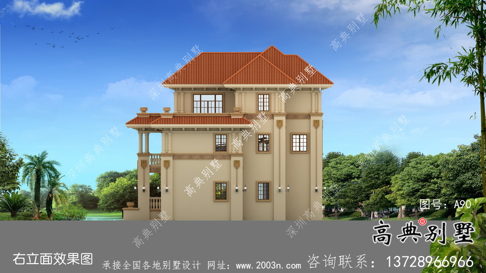 簡易經濟型鄉村別墅平面設計圖和效果圖