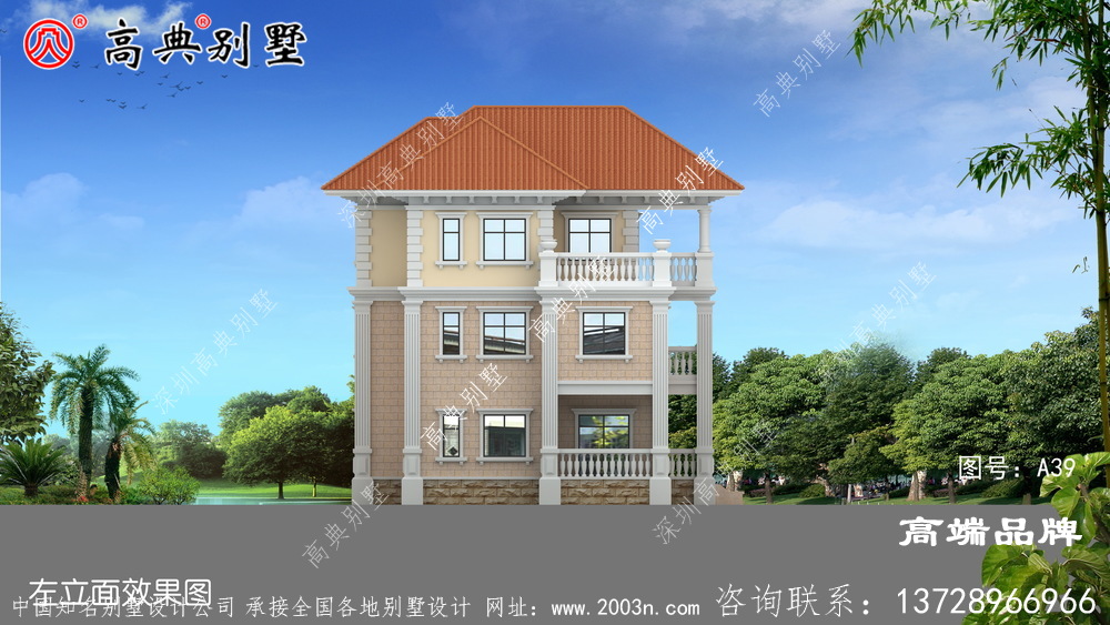 三層自建別墅設計圖紙，房型經典，高大上
