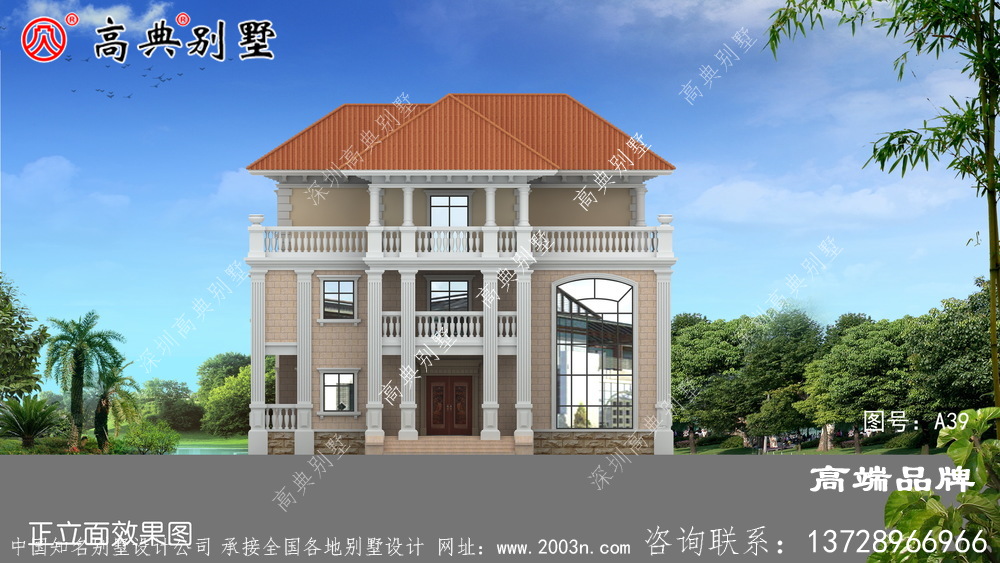 三層自建別墅設計圖紙，房型經典，高大上