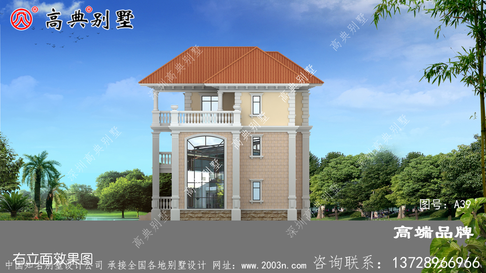 三層自建別墅設計圖紙，房型經典，高大上