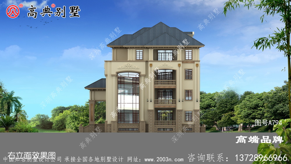 意大利風格四層豪華別墅設計圖