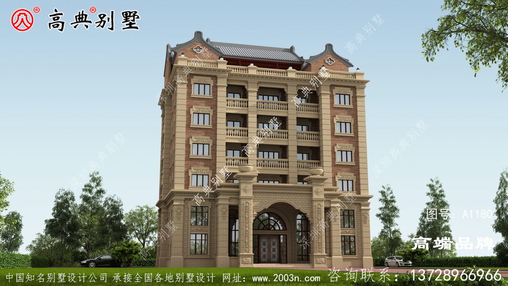 新農村中西合璧七層別墅設計
