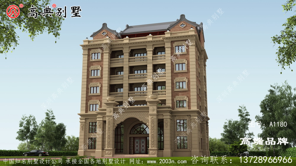 新農村中西合璧七層別墅設計