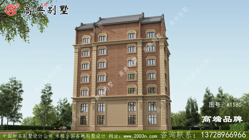 新農村中西合璧七層別墅設計