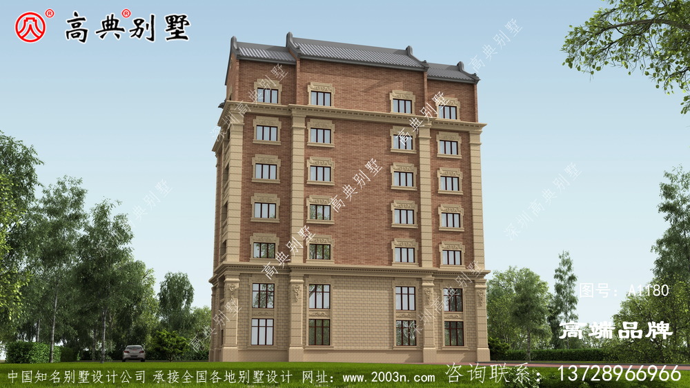 新農村中西合璧七層別墅設計