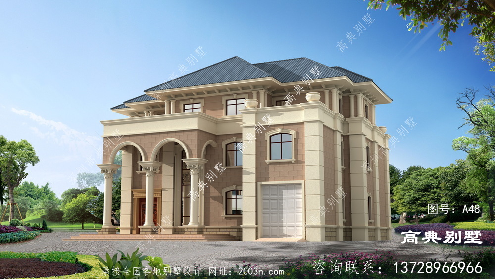 歐式自建三層復式別墅效果圖