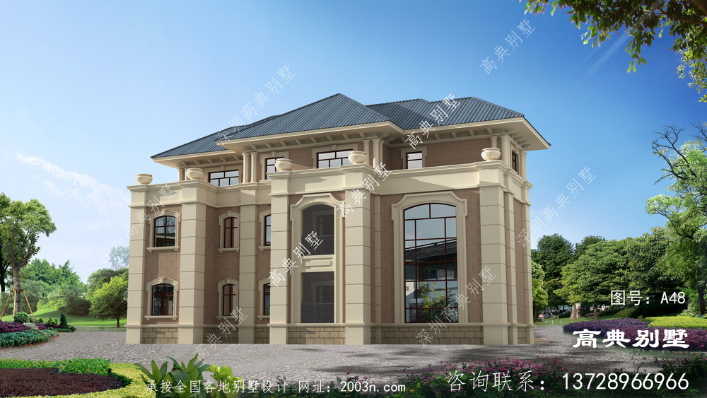 歐式自建三層復式別墅效果圖