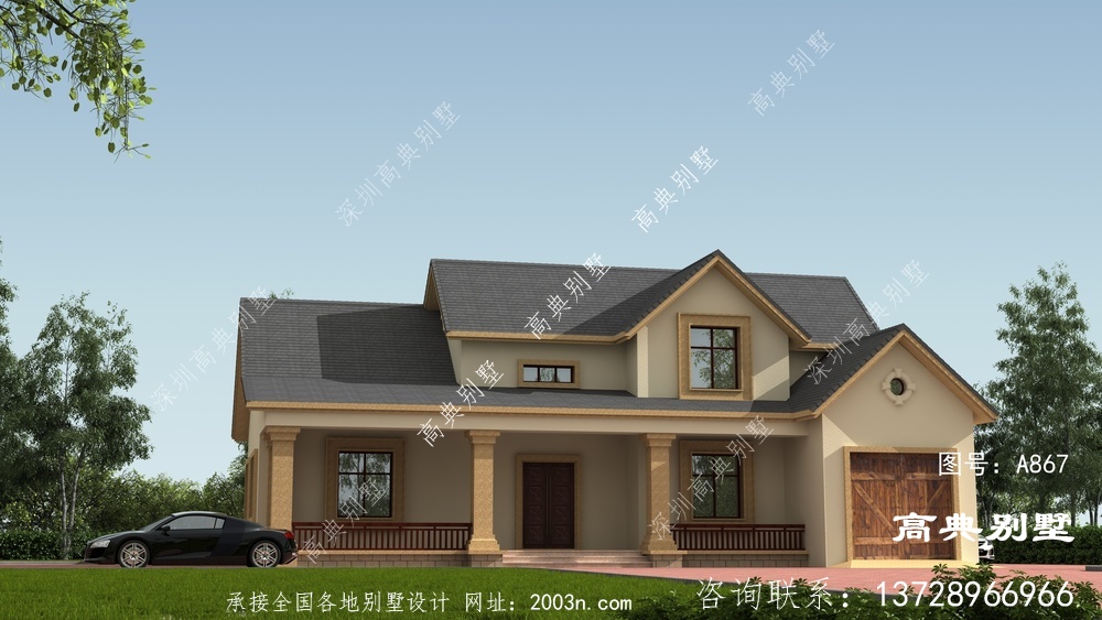 簡歐風格一層自建別墅效果圖