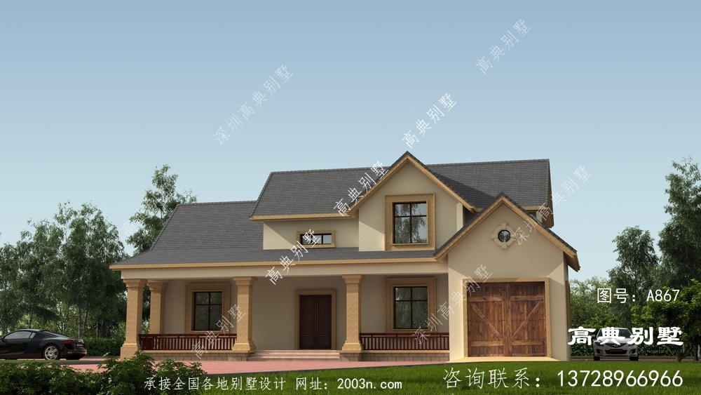 簡歐風格一層自建別墅效果圖