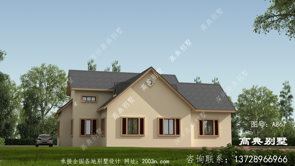 簡歐風格一層自建別墅效果圖