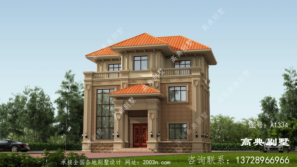 歐式風格復式三層別墅圖紙設計