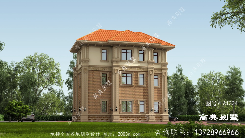 歐式風格復式三層別墅圖紙設計