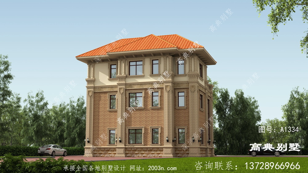歐式風格復式三層別墅圖紙設計