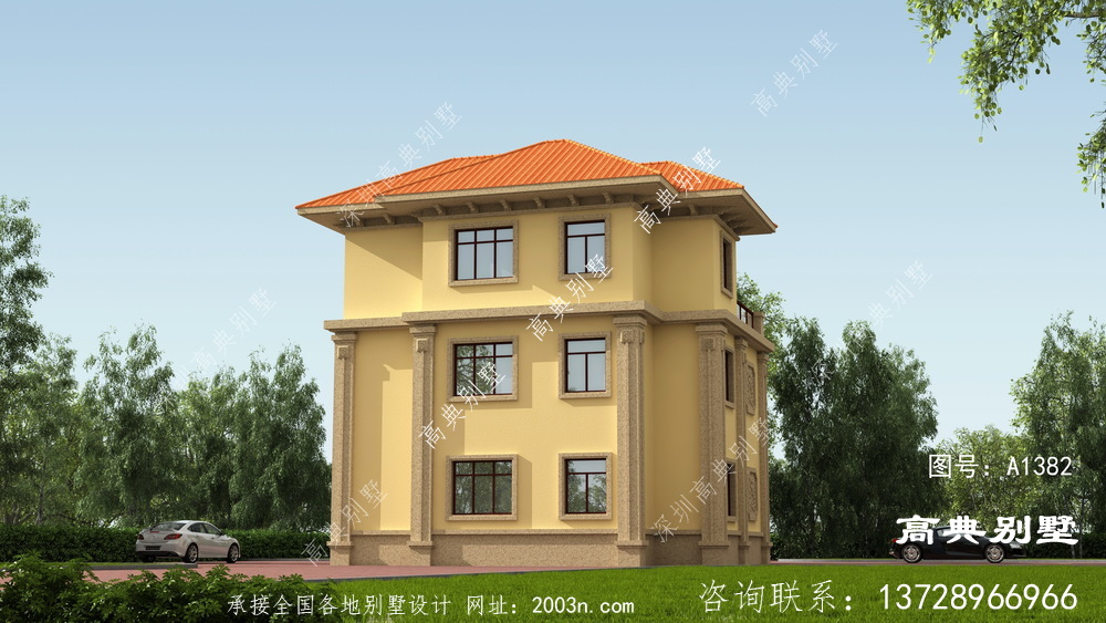 歐式三層文雅別墅設計圖紙