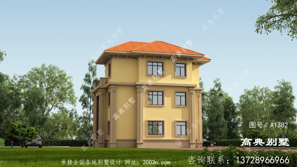 歐式三層文雅別墅設計圖紙