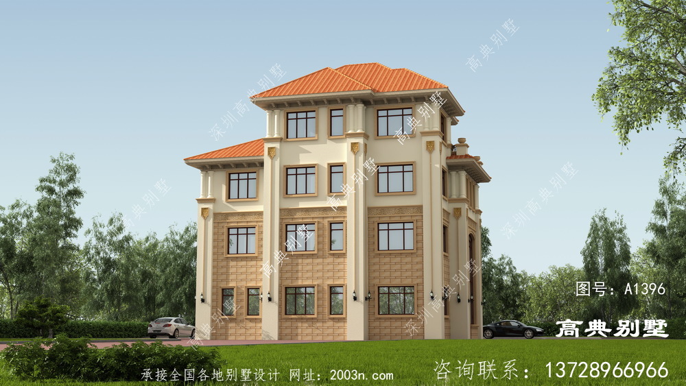 歐式風(fēng)格四層精巧別墅自建設(shè)計(jì)圖