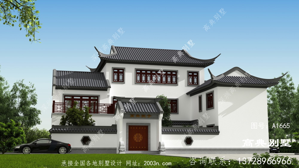顏值高戶型實(shí)用的中式三層別墅