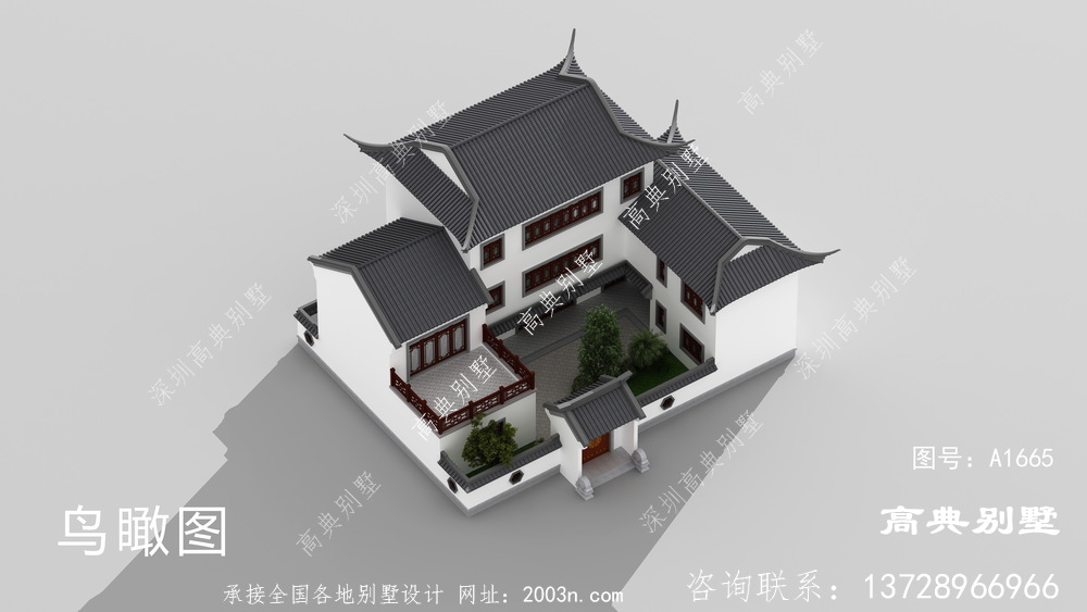 顏值高戶型實(shí)用的中式三層別墅