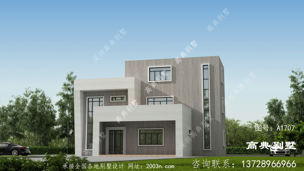 現(xiàn)代三層住宅設(shè)計(jì)圖