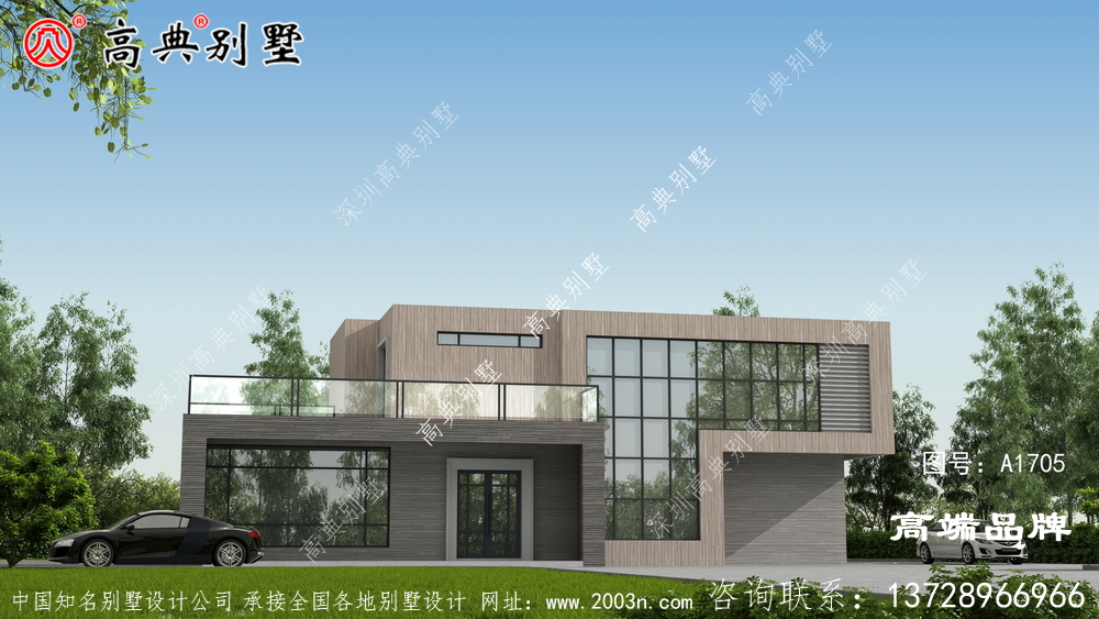 實用的現代風格平屋頂別墅設計圖