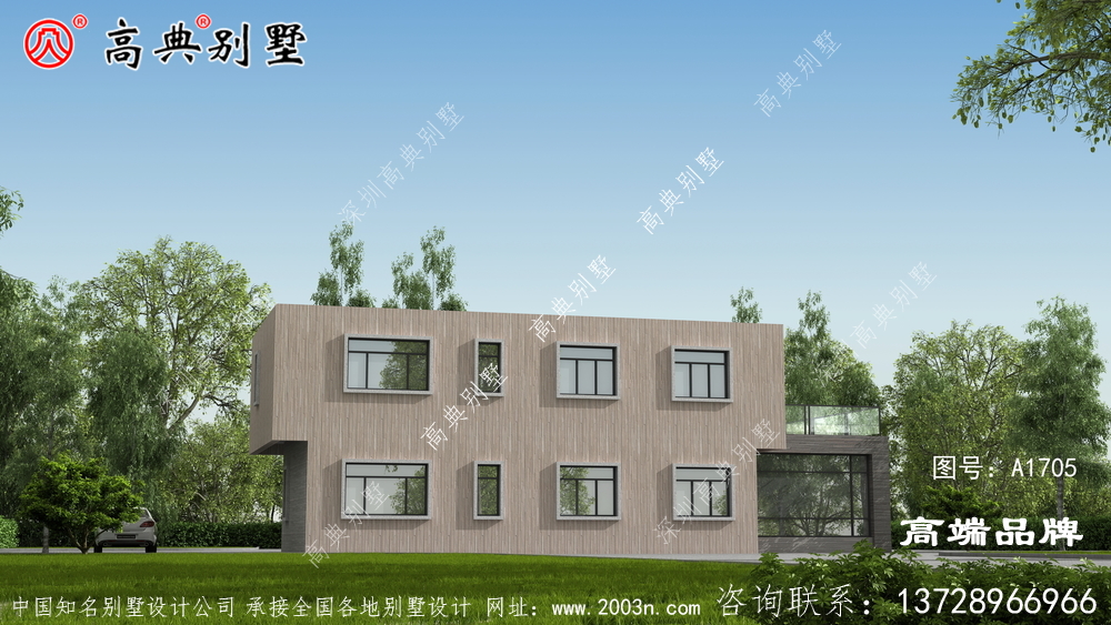 實用的現代風格平屋頂別墅設計圖