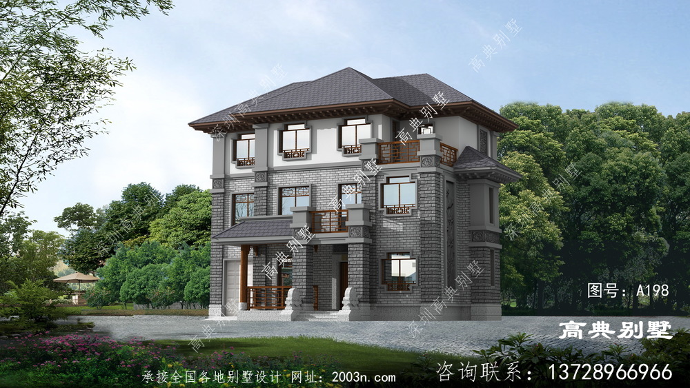 大氣的三層中式別墅設計圖