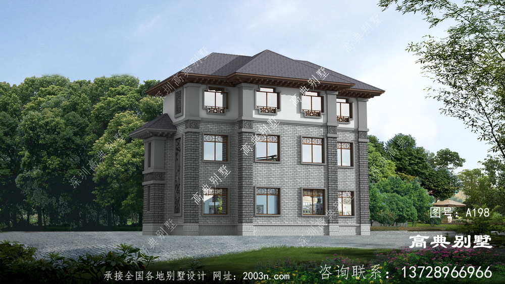 大氣的三層中式別墅設計圖