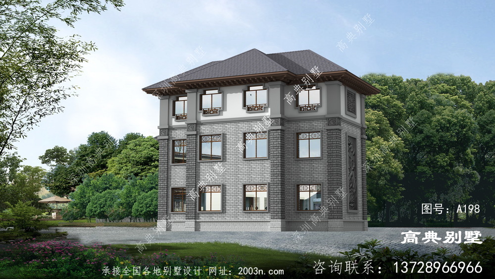 大氣的三層中式別墅設計圖