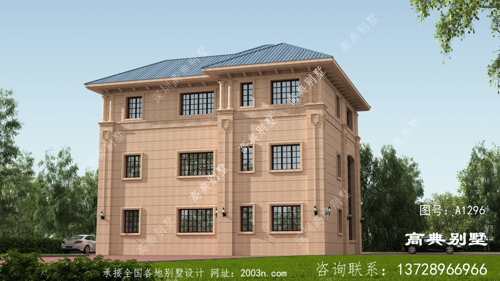 洋氣別墅設計圖為三層戶型，外觀大氣