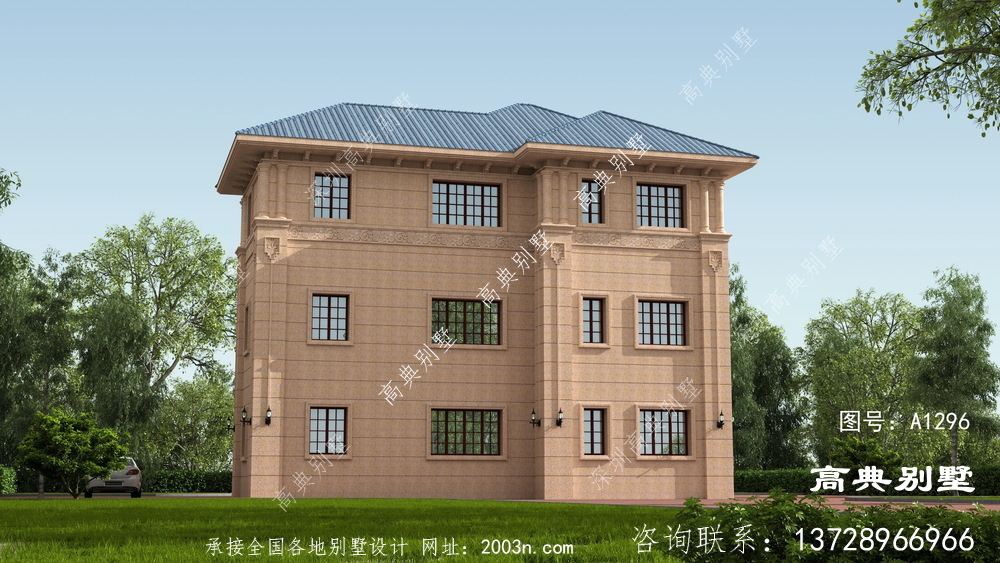 洋氣別墅設計圖為三層戶型，外觀大氣