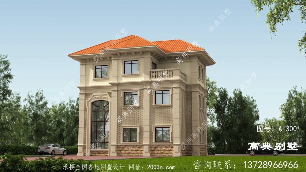 清新自然的法式風格別墅外觀效果圖