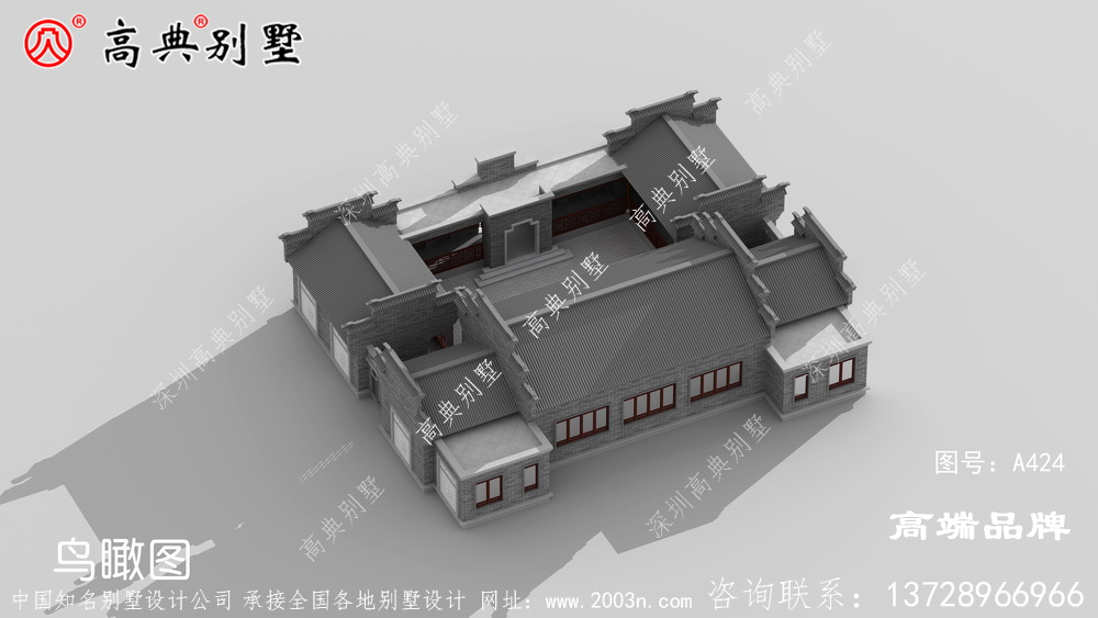 徽派三合院民宿，外觀對(duì)稱大方好看。