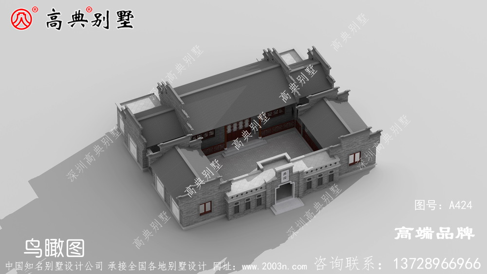 徽派三合院民宿，外觀對(duì)稱大方好看。