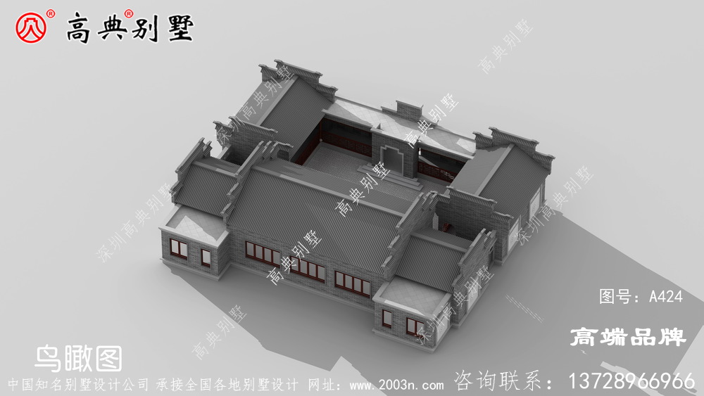 徽派三合院民宿，外觀對(duì)稱大方好看。
