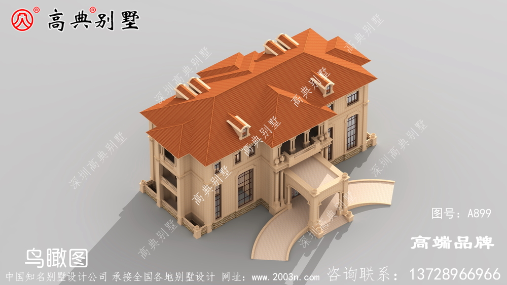 豪華歐式石材三層農(nóng)村別墅的設計圖