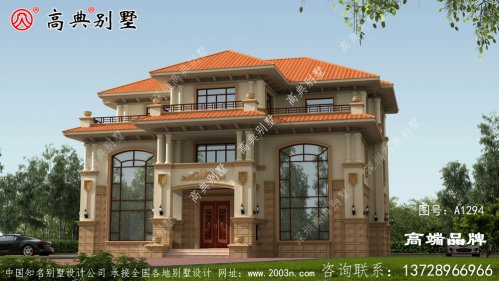 高端大氣別墅設計圖三層房型，外型空氣