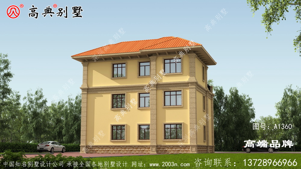 歐式風格三層舒適別墅設計圖及效果圖