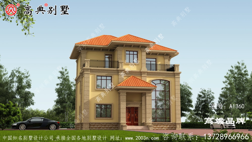 歐式風格三層舒適別墅設計圖及效果圖
